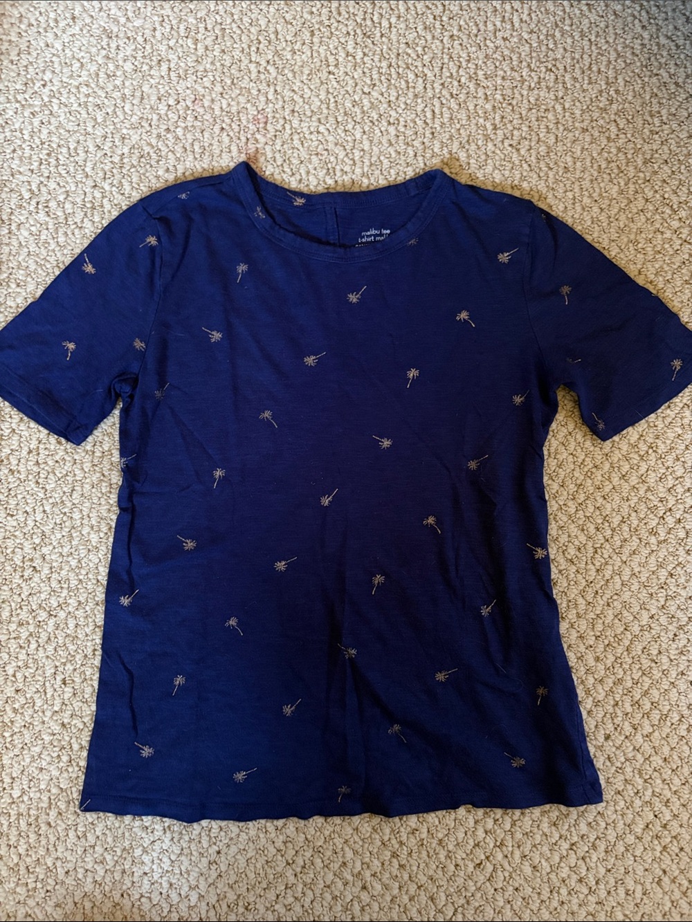 Banana Republic Navy Blue Palm Motif Short Sleeve Tee